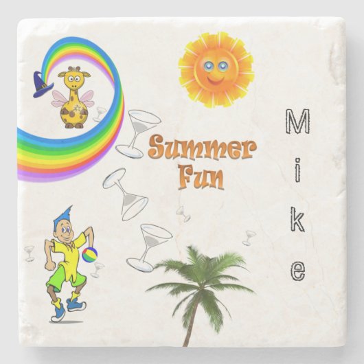 Marble Stone Untersetzer Beach Fun (Vorderseite)
