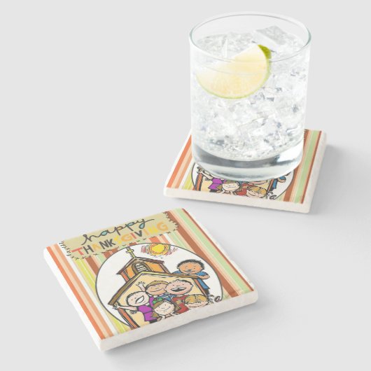 Marble Stone Untersetzer Erntedank (Seitenansicht)