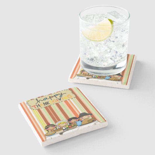 Marble Stone Untersetzer Erntedank (Seitenansicht)