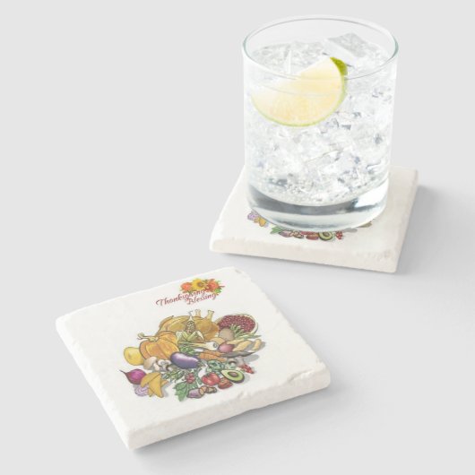 Marble Stone Untersetzer Erntedank (Seitenansicht)