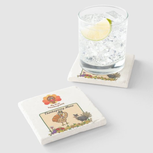 Marble Stone Untersetzer Erntedank (Seitenansicht)