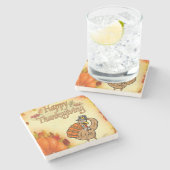 Marble Stone Untersetzer Erntedank (Seitenansicht)