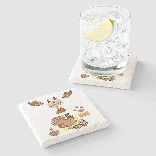 Marble Stone Untersetzer Erntedank (Seitenansicht)