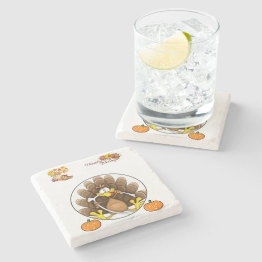 Marble Stone Untersetzer Erntedank (Seitenansicht)