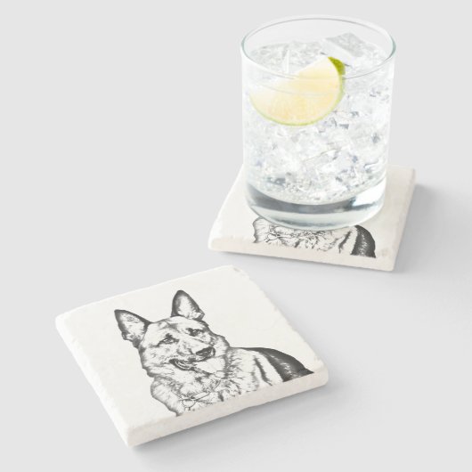 Marble Stone Untersetzer - German Shepherd (Seitenansicht)