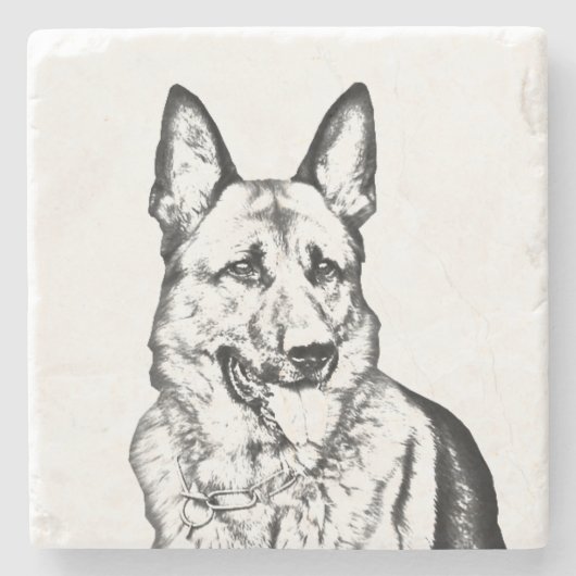 Marble Stone Untersetzer - German Shepherd (Vorderseite)