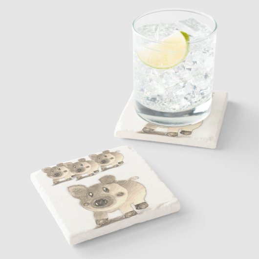 Marble Stone Untersetzer Pig (Seitenansicht)