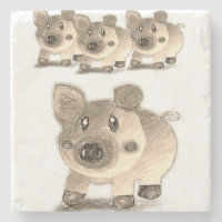 Marble Stone Untersetzer Pig