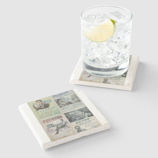 Marble Stone Untersetzer Social Media (Seitenansicht)