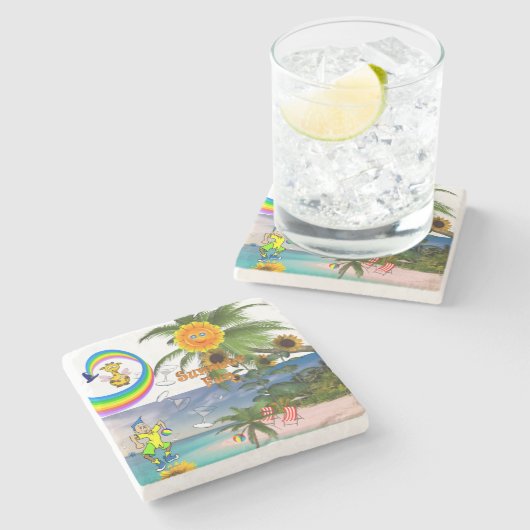 Marble Stone Untersetzer Sommerspass (Seitenansicht)