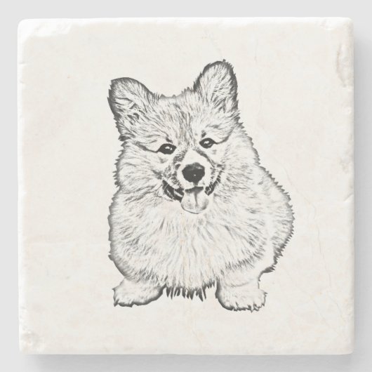 Marble Stone Untersetzer - Walisisches Corgi (Vorderseite)
