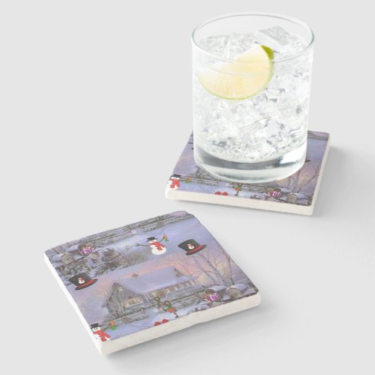 Marble Stone Untersetzer Weihnachten (Seitenansicht)