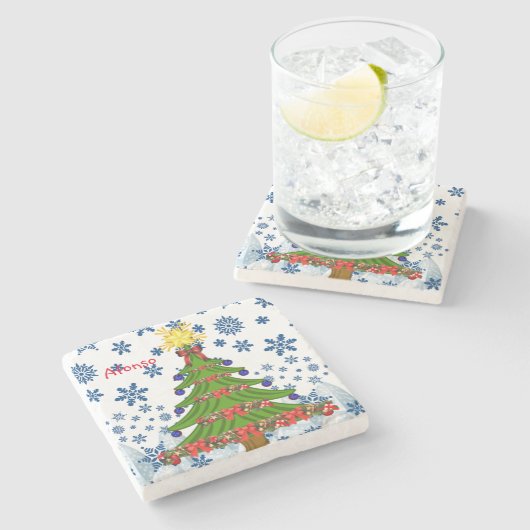 Marble Stone Untersetzer Weihnachten (Seitenansicht)