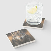 Marble Stone Untersetzer-Wolf Steinuntersetzer (Seitenansicht)