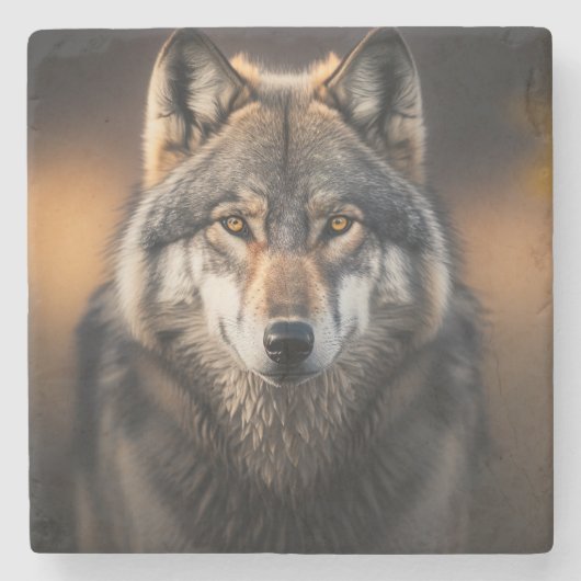 Marble Stone Untersetzer-Wolf Steinuntersetzer (Vorderseite)