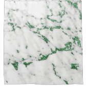 Marble Stone White Carrara Tropical Green Grau Duschvorhang (Vorderseite)