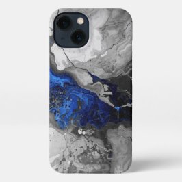 Marble style design in Blue, Black and Grey iPhone 13 Hülle