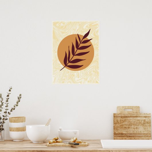 Marble Sunset Leaf Poster (Küche)