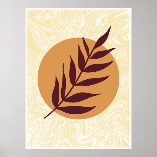 Marble Sunset Leaf Poster (Vorne)