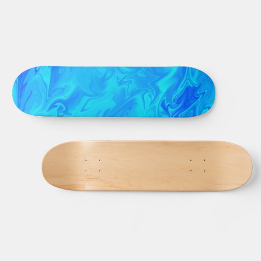 Marble Swirl Aqua Blue Skateboard (Horizontal)