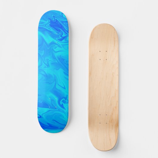 Marble Swirl Aqua Blue Skateboard (Vorderseite)