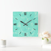 Marble swirl print - aqua blue quadratische wanduhr (Zuhause)