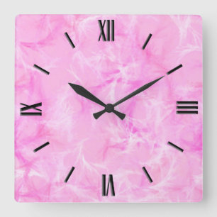 Marble Swirl Print - orchid pink Quadratische Wanduhr