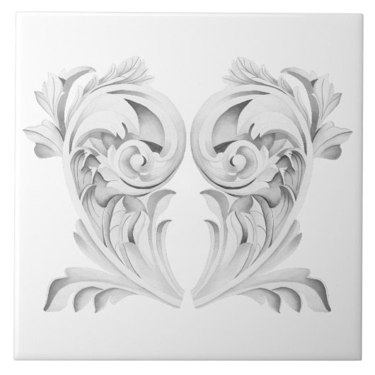 Marble Tendrils auf einer weißen Keramik Fliese (Vorderseite)