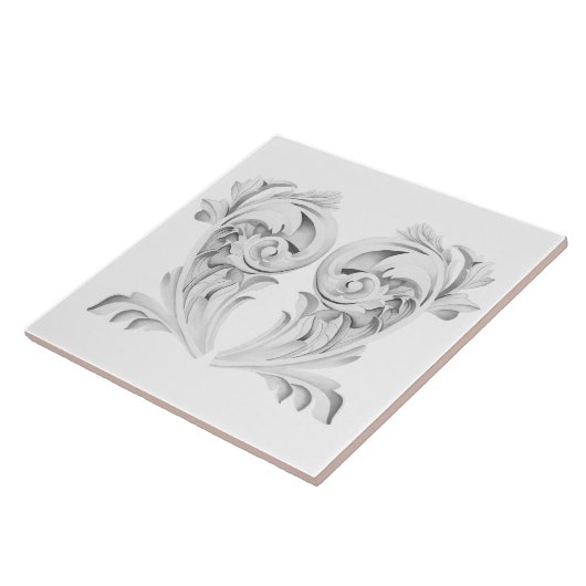 Marble Tendrils auf einer weißen Keramik Fliese (Seite)