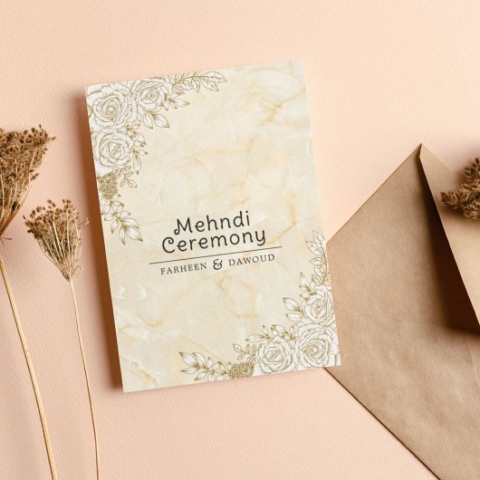 Marble Texture Floral Lace muslimische Mehndi Zere Einladung