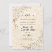 Marble Texture Floral Lace muslimische Mehndi Zere Einladung (Vorderseite)