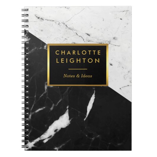 Marble Texture Notebook modern Gold personalized Notizblock (Vorderseite)