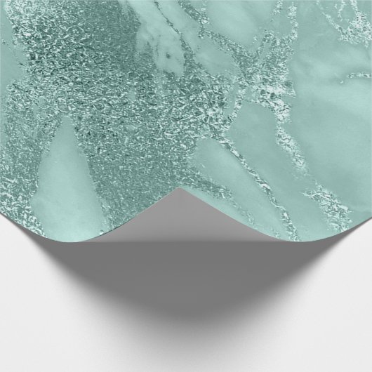 Marble Tiffany Aqua Pastel Stone Abstrakt Metallic Geschenkpapier (Ecke)
