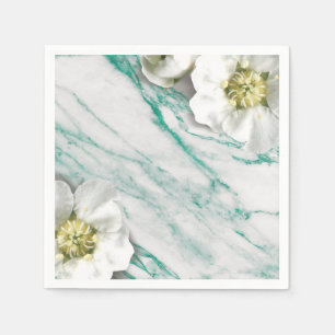 Marble Tiffany Emerald White Jasmine Glitzer Serviette