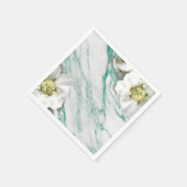 Marble Tiffany Emerald White Jasmine Glitzer Serviette (Ecke)