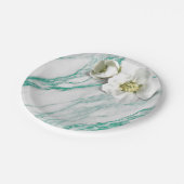 Marble Tiffany Mint Emerald White Jasmine Glitzer Pappteller (Schrägansicht)