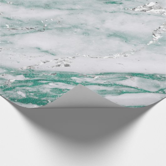 Marble Tiffany Silver Grau Aquamarin grüner Stein  Geschenkpapier (Ecke)