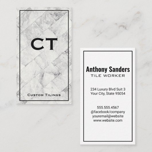 Marble Tiling Brick | Monogramm Visitenkarte (Vorne/Hinten)