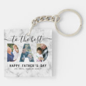Marble Toned Script Calligraphy Foto Vatertag Schlüsselanhänger (Rückseite)
