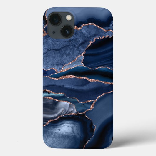 Marble Trendy Navy Blue Agate Geode Case-Mate iPhone Hülle (Rückseite)