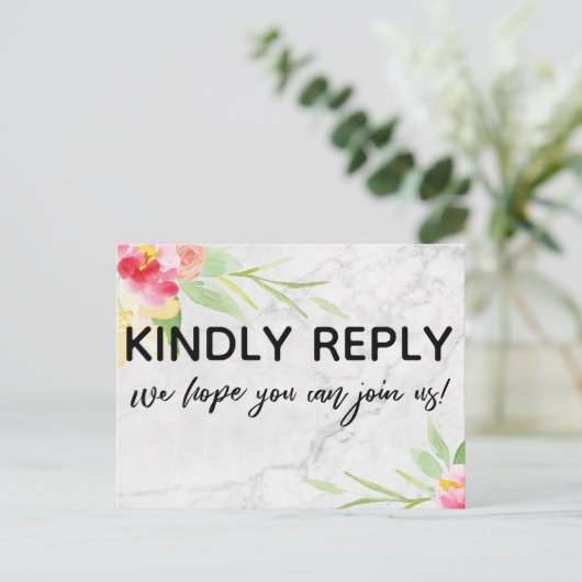 Marble und Boho Blume Menü Auswahl UAWG Postkarte (Stehend Vorderseite)