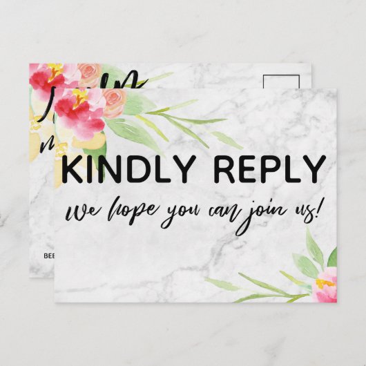 Marble und Boho Blume Menü Auswahl UAWG Postkarte (Vorne/Hinten)