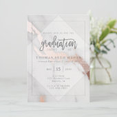 MARBLE UND ROSE GOLD ABSCHLUSS EINLADUNG (Stehend Vorderseite)