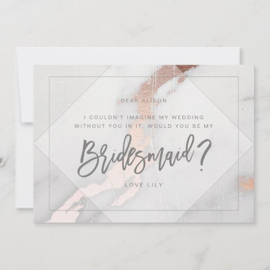 MARBLE UND ROSE GOLD BRIDESMAID EINLADUNG (Rückseite)