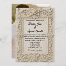 Marble Veil Foto Wedding Einladung