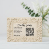 Marble Veil QR Code Wedding RSVP Card Karte (Stehend Vorderseite)
