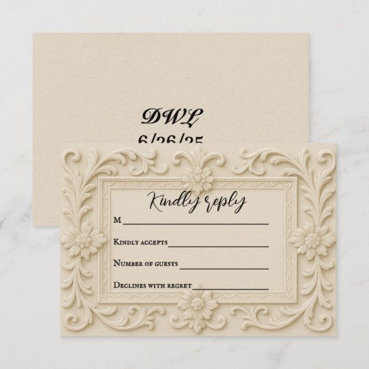 Marble Veil Wedding RSVP Card (Vorne/Hinten)