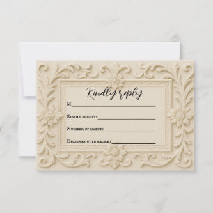 Marble Veil Wedding RSVP Card Karte