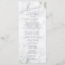 Marble Watercolor Floral Wedding Program