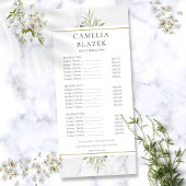 Marble Watercolor Greenery Salon Service Menü